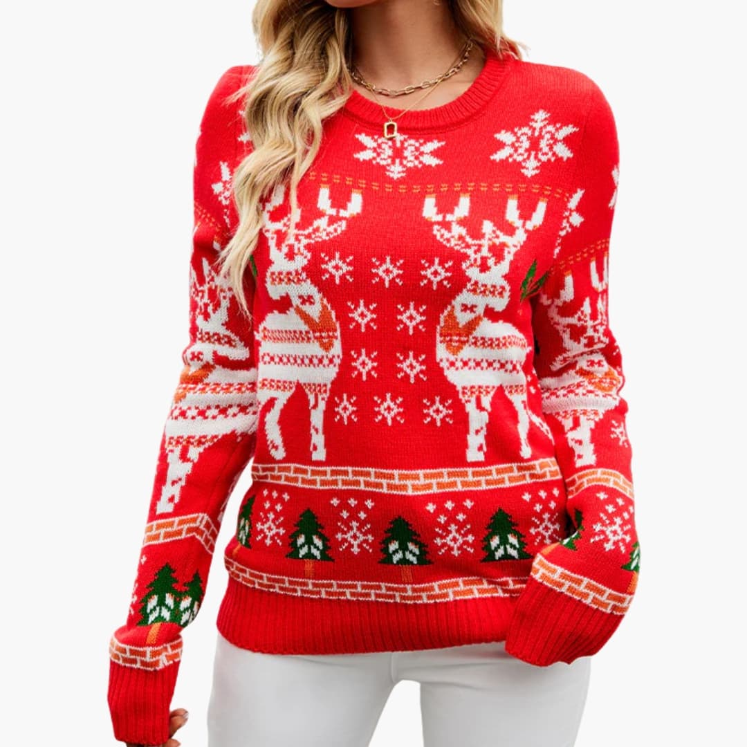 Pull de Noël Femme avec Motif Renne 1