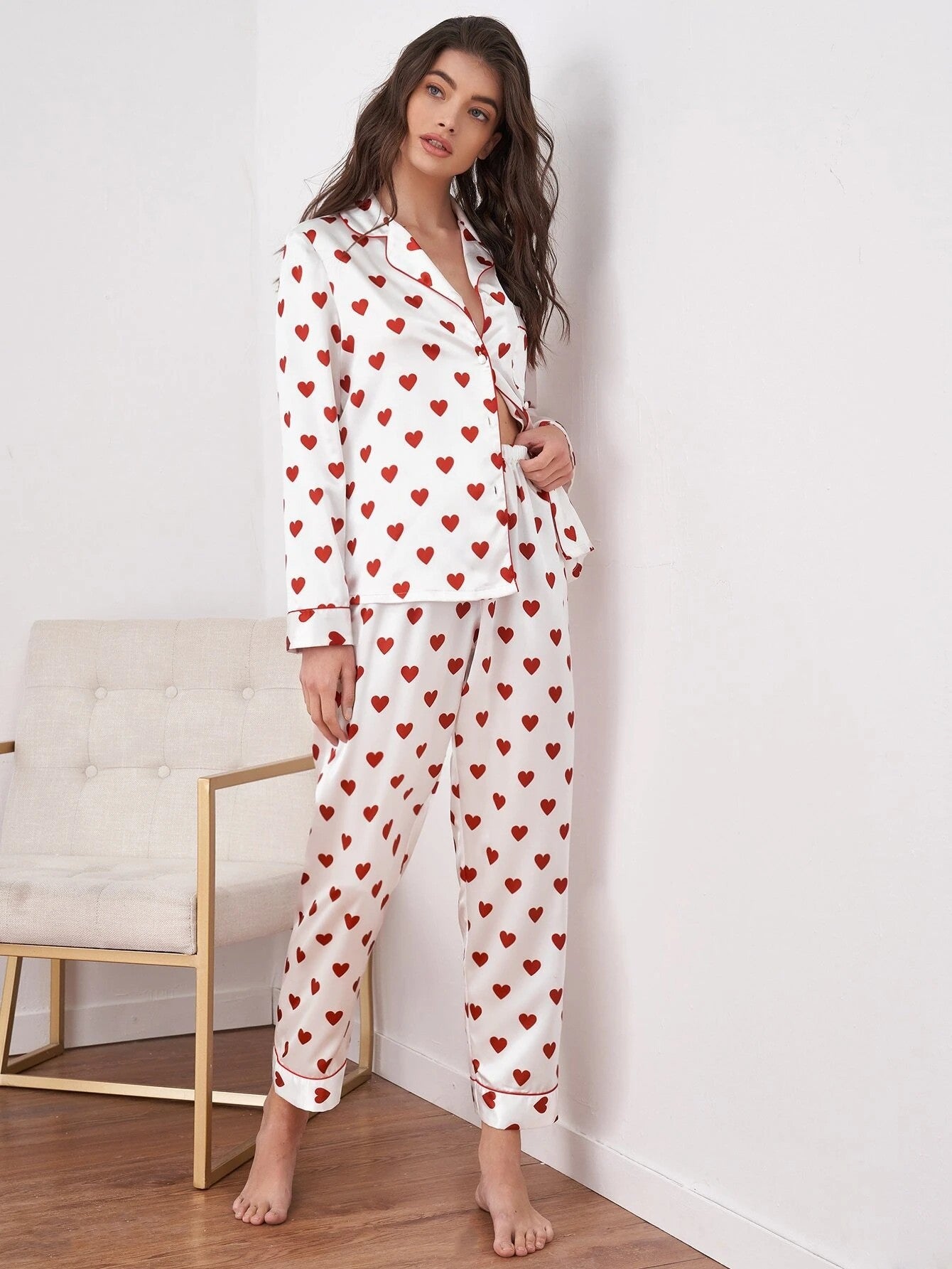 Pyjama Femme Confortable Imprimé Cœur 2