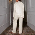 Damen Pyjama Winter Lässig Hemd mit Knöpfen