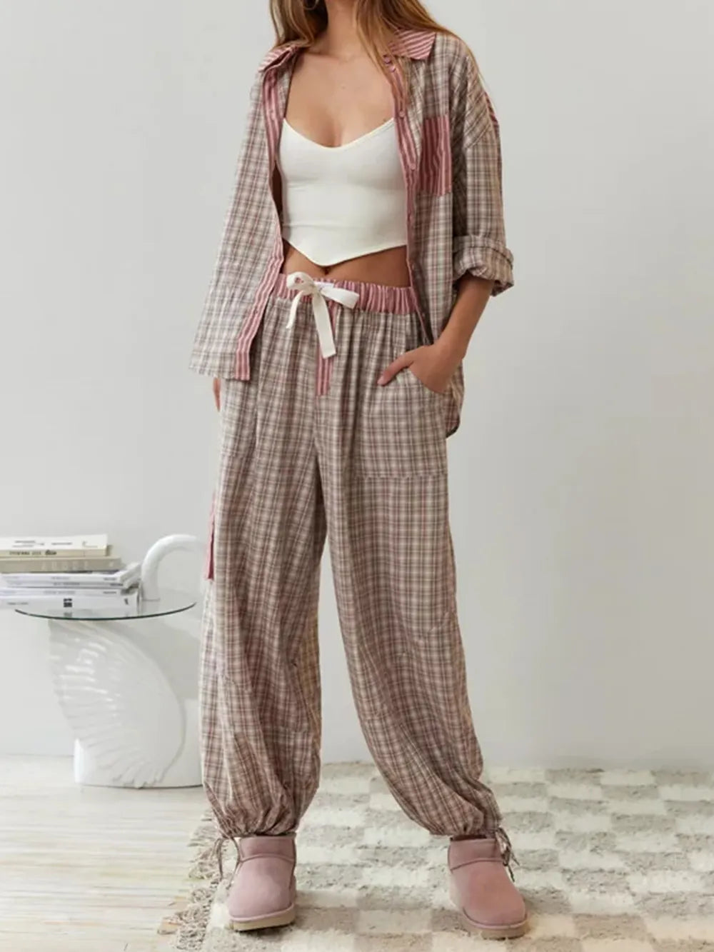 Pyjama Femme Vintage Chaud Hiver Élégant 5