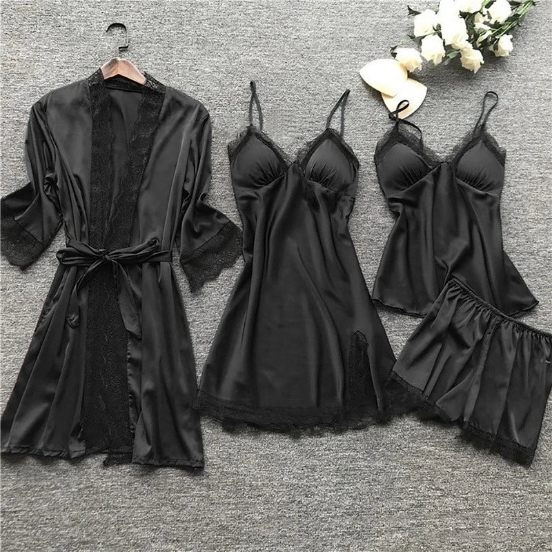 Pyjama Satin Femme Élégant Deux Pièces 2