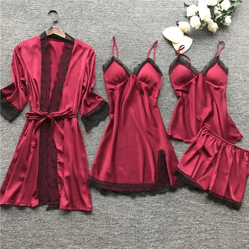 Pyjama Satin Femme Élégant Deux Pièces 3