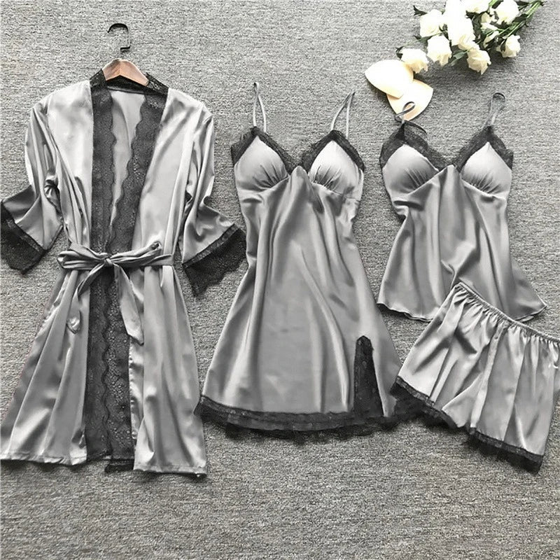 Pyjama Satin Femme Élégant Deux Pièces 4