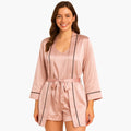Damen Satin Pyjama Drei Teile Schick Bequem