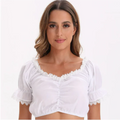 Blouse courte en dentelle, col V et Manches Transparentes Femme