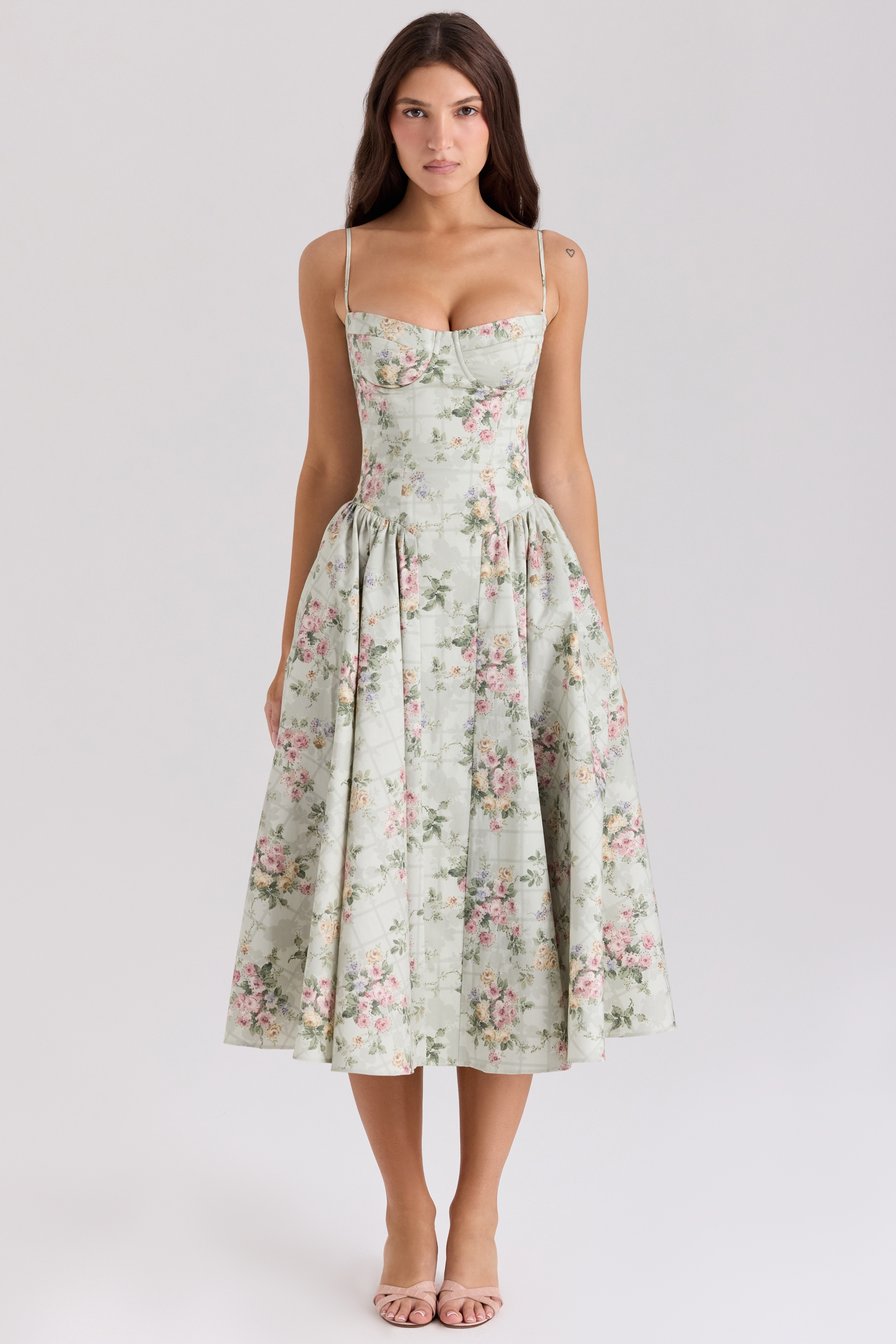 Robe Femme Élégante Midi Fleurie 0