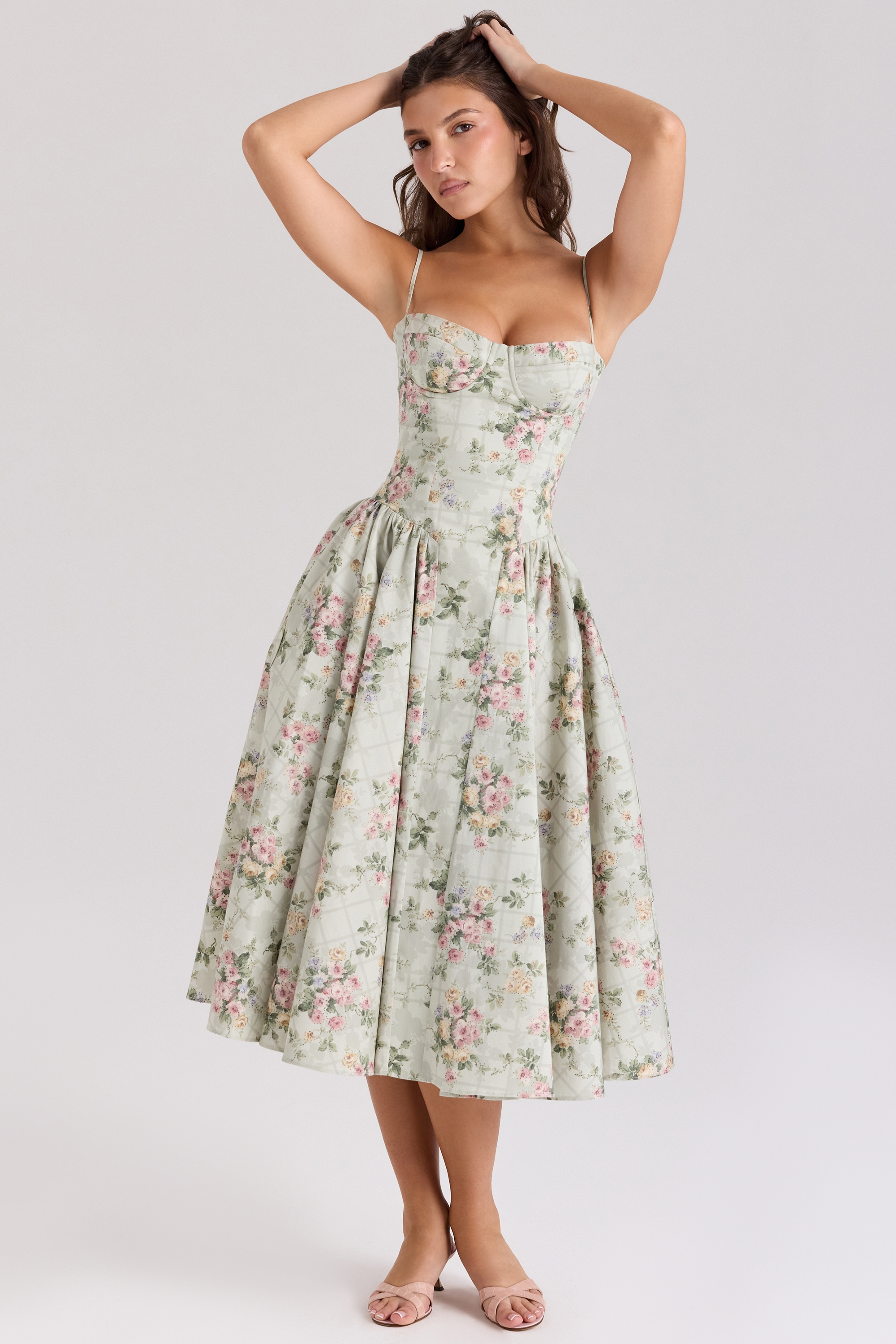Robe Femme Élégante Midi Fleurie 3