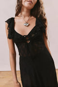 Robe Femme Midi Asymétrique en Dentelle Mode Féminine