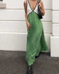 Robe Midi Fluide Colorblock Femme Élégante Idéale Cérémonie,