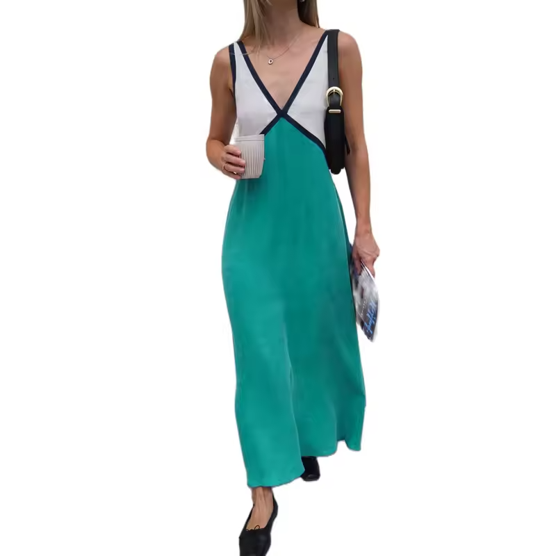 Robe Femme Midi Colorblock Élégante 10