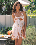 Mini-Blumenkleid aus Chiffon für Damen, sommerlicher Brunch