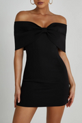 Schwarzes Mini-Off-Shoulder-Kleid für Damen, optimaler Komfort