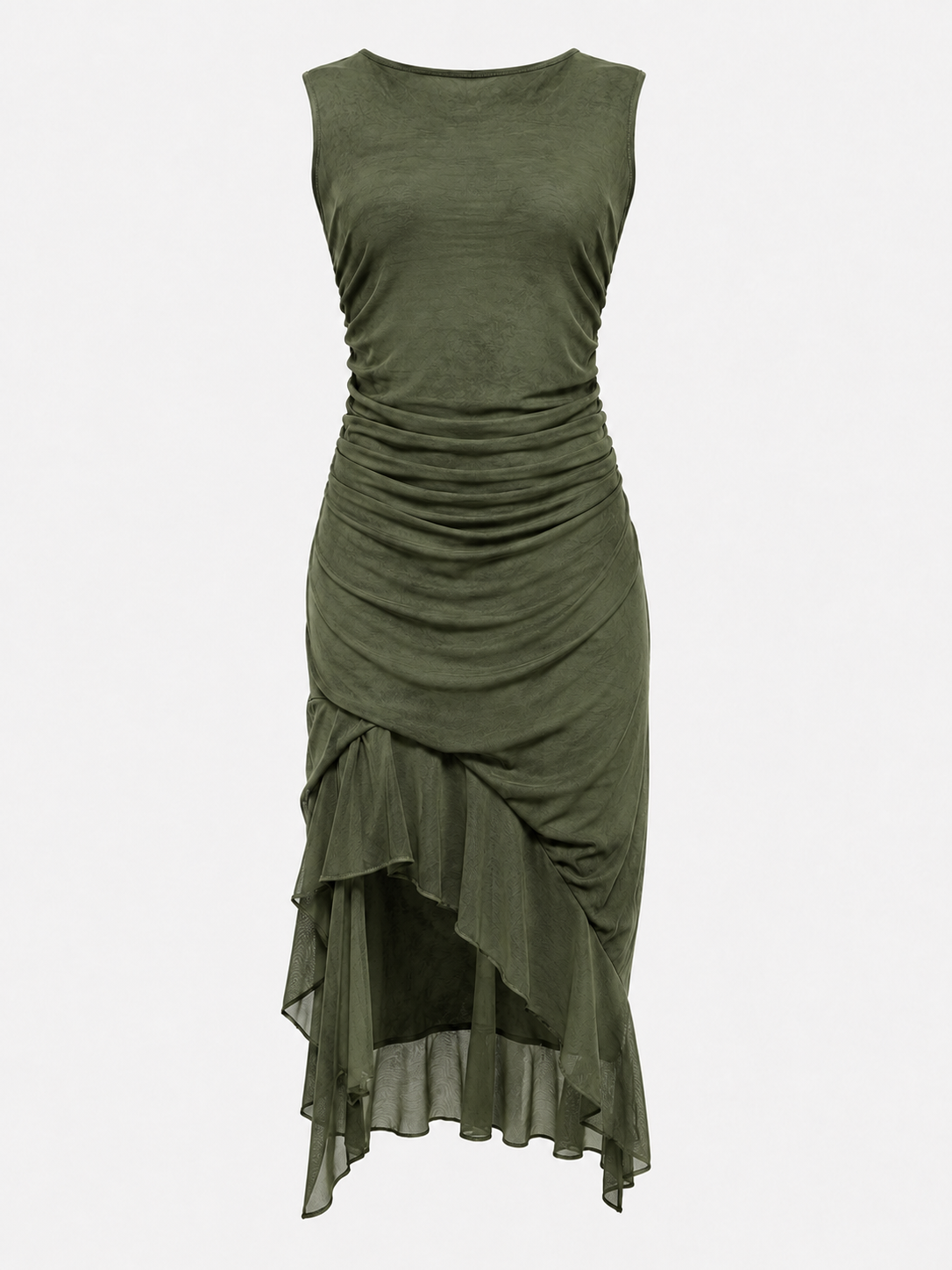 Robe Femme Sans Manches avec Jupe Asymétrique à Volants