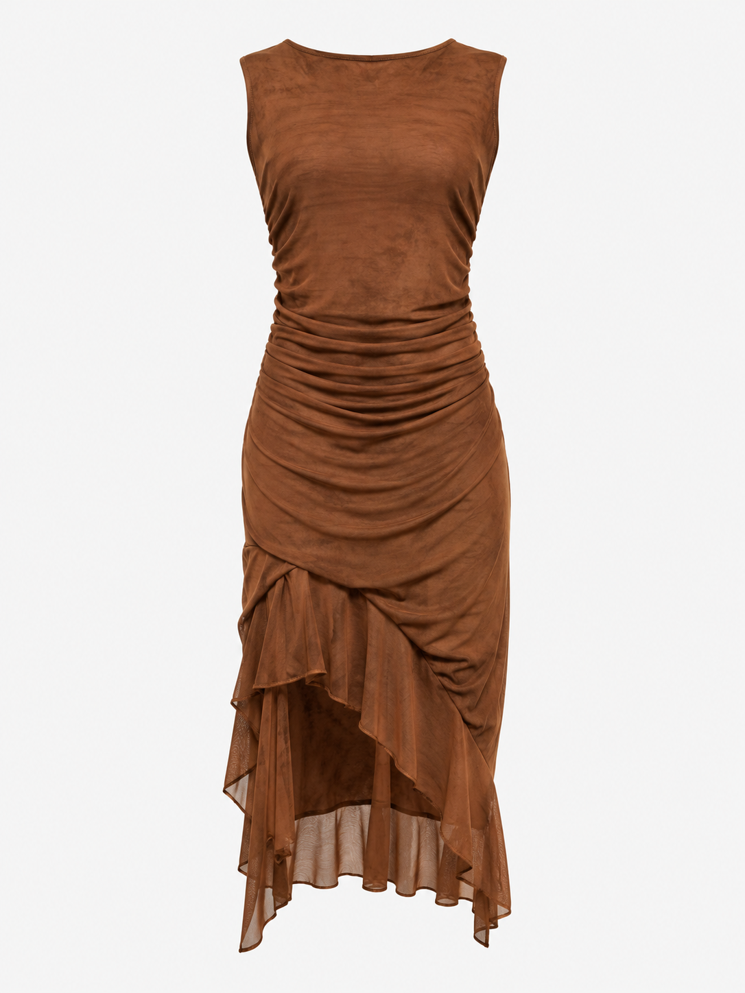 Robe Femme Sans Manches avec Jupe Asymétrique à Volants