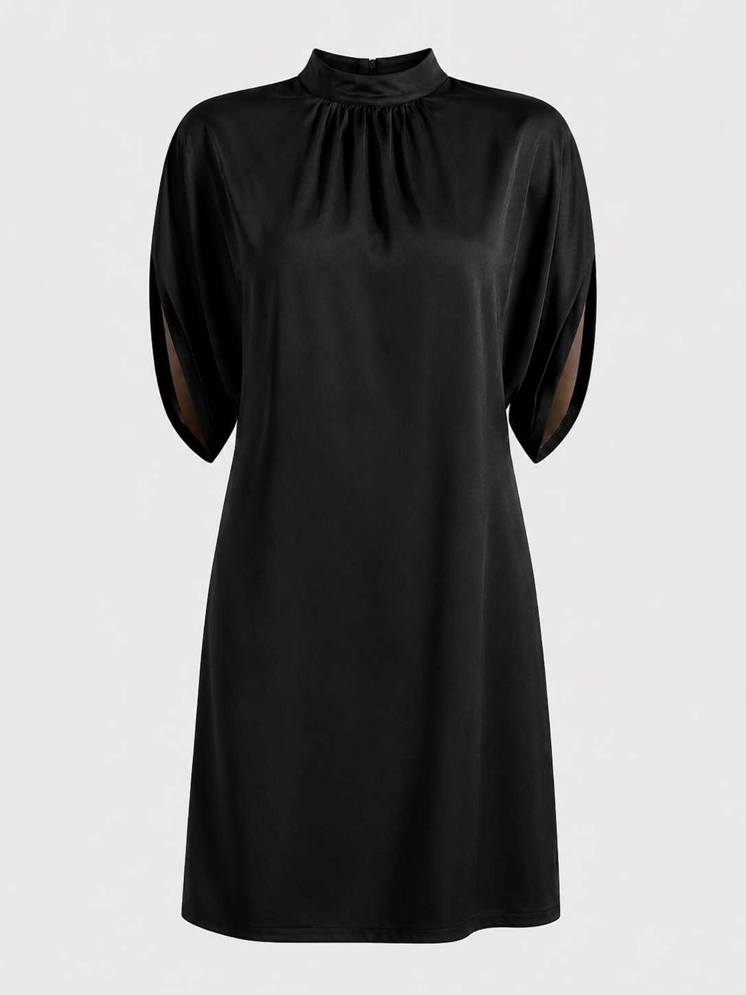 Robe Femme en Polyester avec Col Plissé Montant | Disponible en 10 Variantes