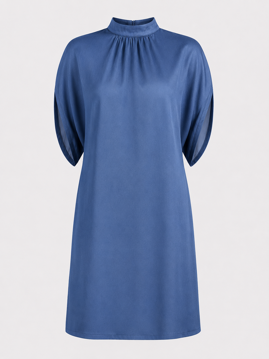 Robe Femme en Polyester avec Col Plissé Montant | Disponible en 10 Variantes
