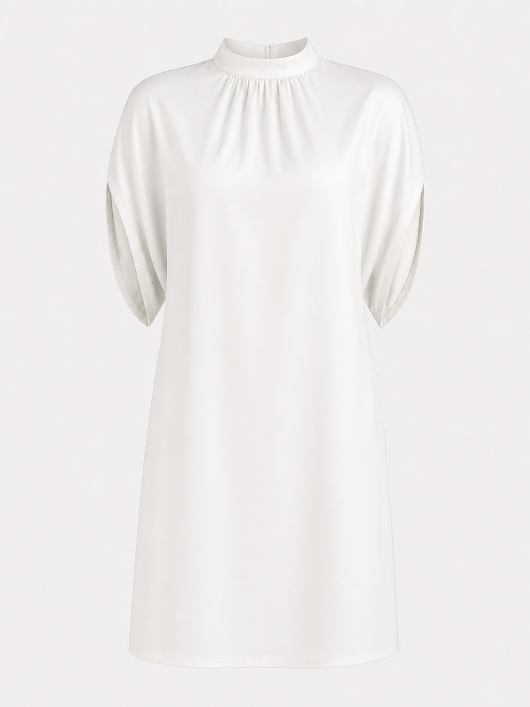Robe Femme en Polyester avec Col Plissé Montant | Disponible en 10 Variantes