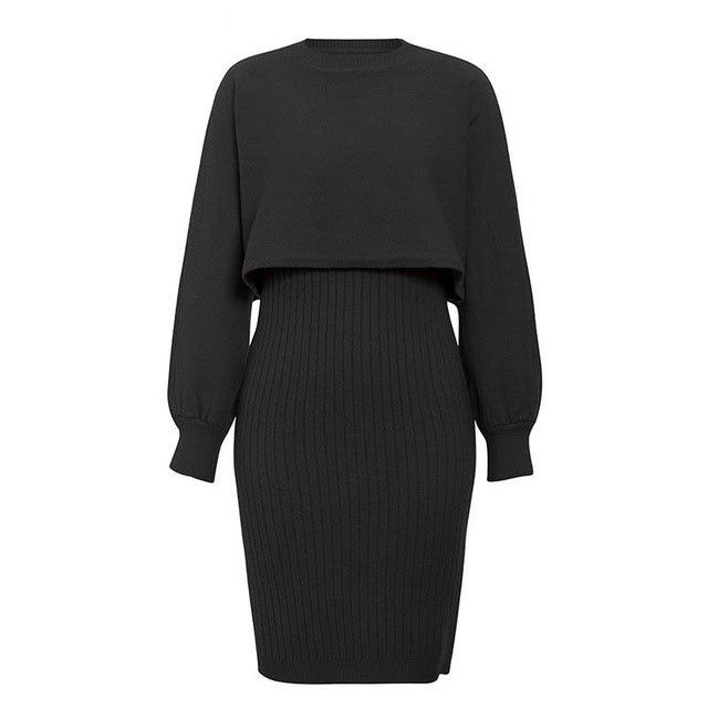 Robe Longue Femme Chic à Effet Deux Pièces 0