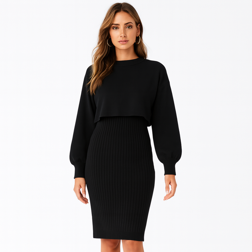 Robe Longue Femme Chic à Effet Deux Pièces 1