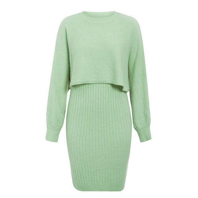 Robe Longue Femme Chic à Effet Deux Pièces 2