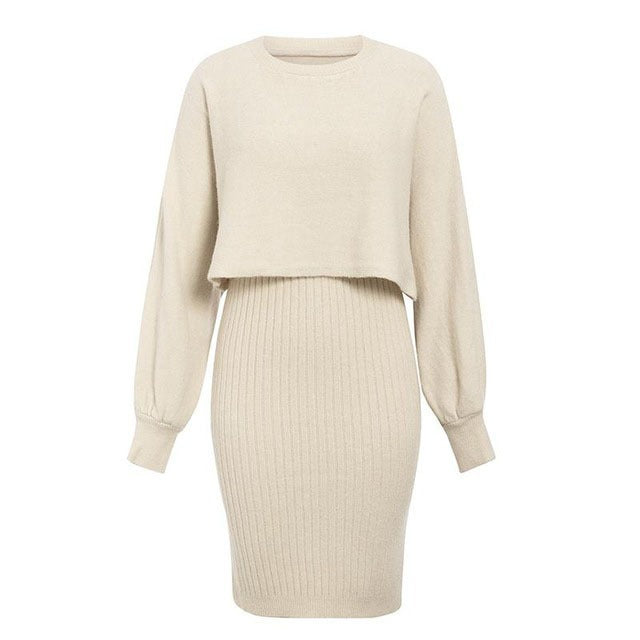 Robe Longue Femme Chic à Effet Deux Pièces 3
