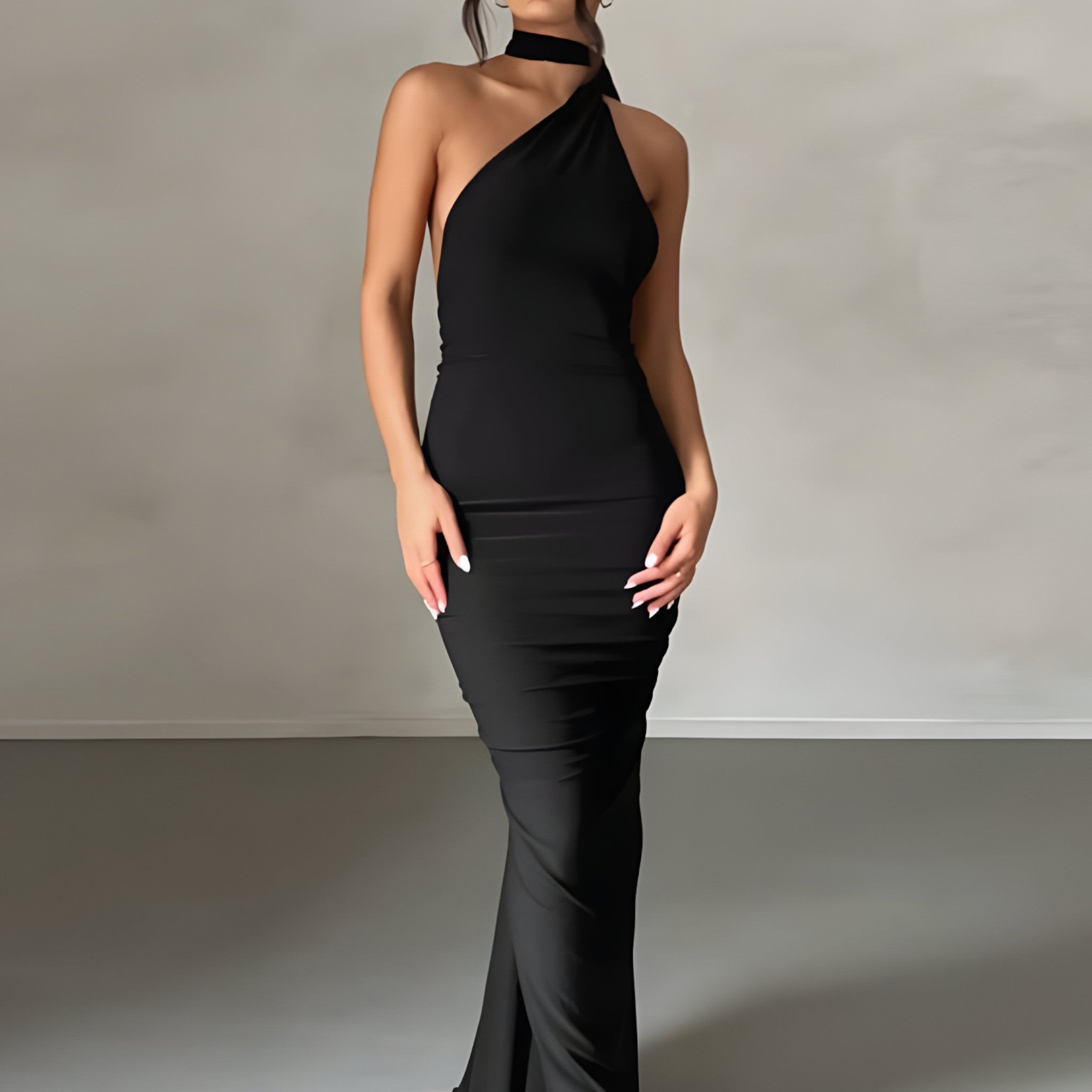 Robe Longue Femme Dos Nu Polyester Mode Féminine