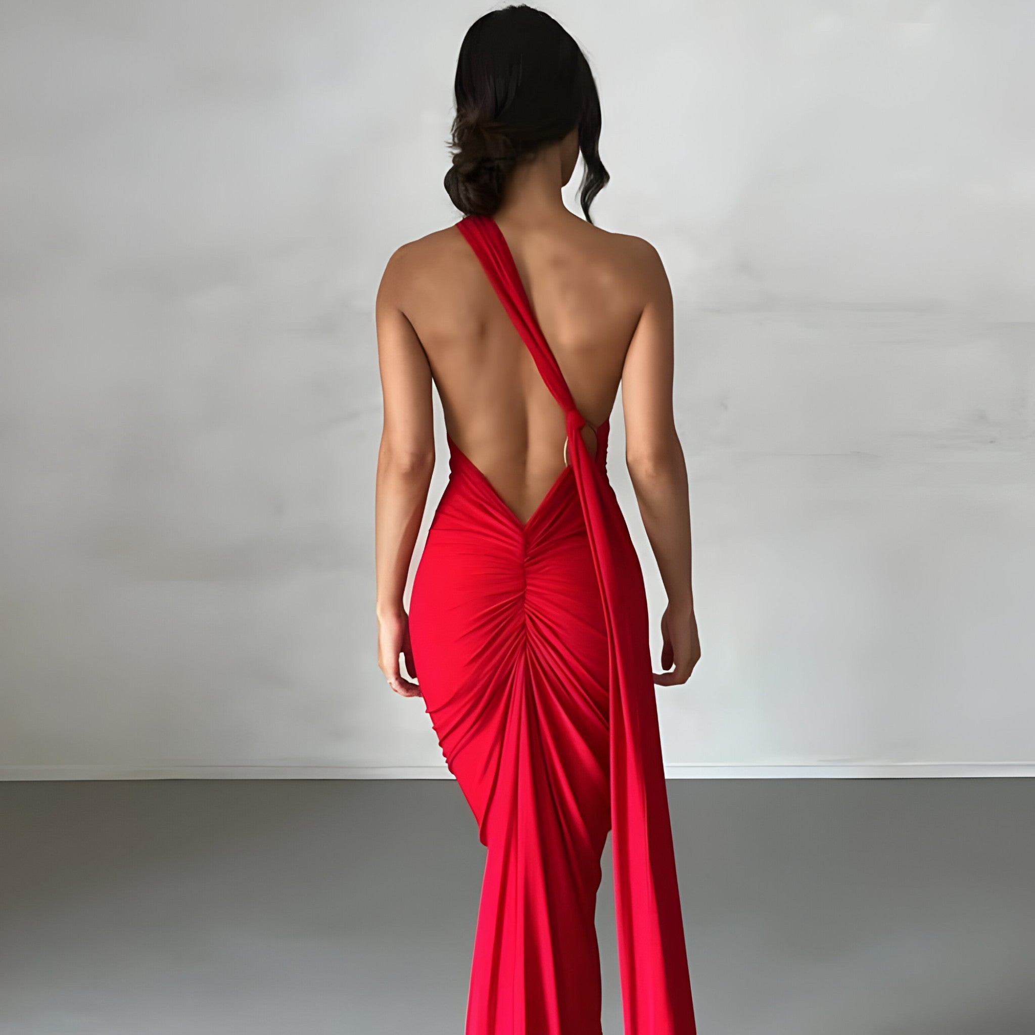 Robe Longue Femme Dos Nu Polyester Mode Féminine