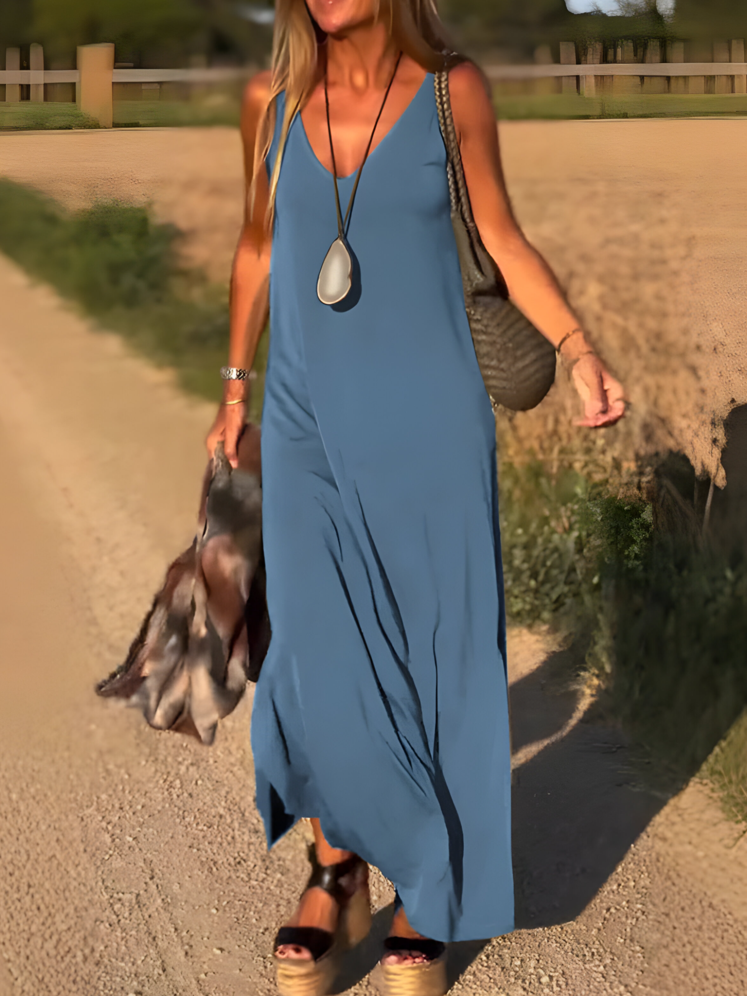 Robe Longue Femme Maxi d'Été Fluide Sans Manches - Idéale Plage &