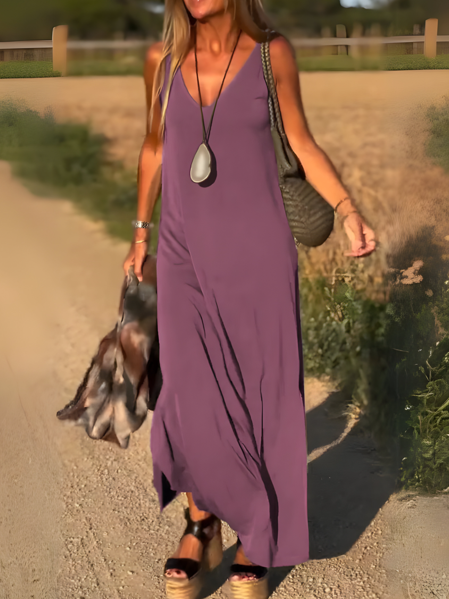 Robe Longue Femme Maxi d'Été Fluide Sans Manches - Idéale Plage &