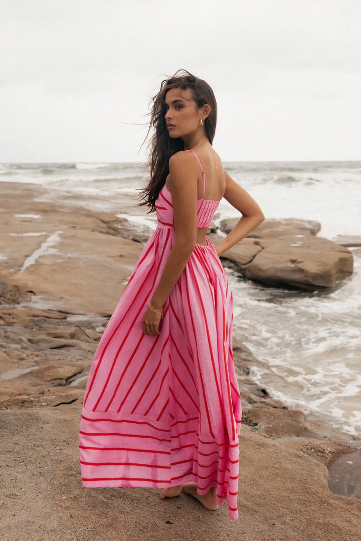 Robe Longue Femme Élégante d'Été Rose 4