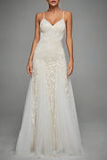 Langes Damenkleid aus Polyester Spitze femininer Stil