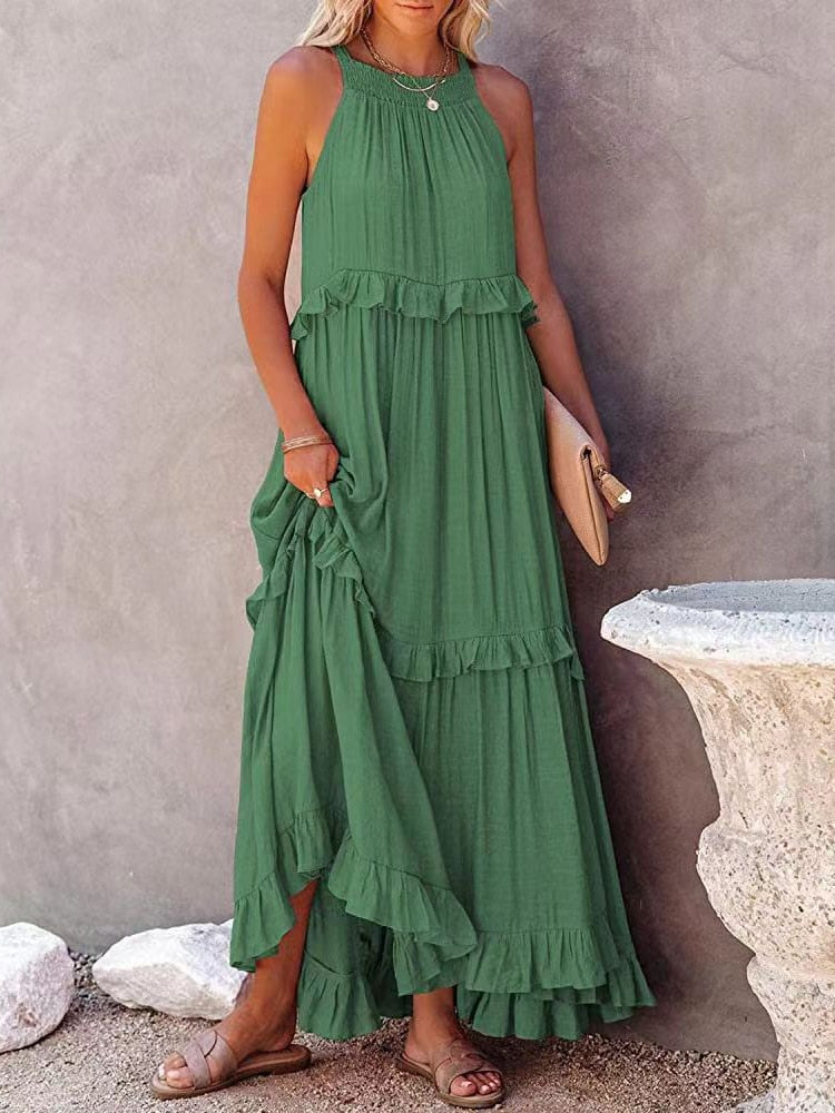 Robe Longue Femme Été Sans Manches Noir 3