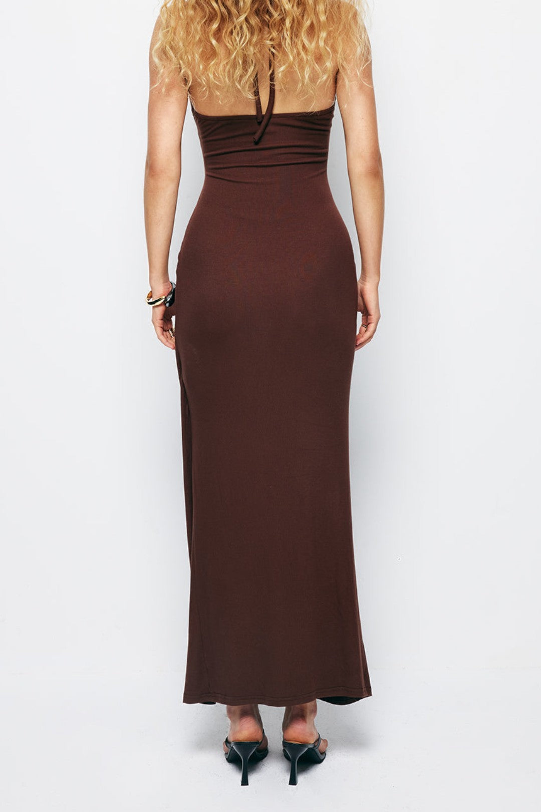 Robe Longue Femme Fendue Col Halter Polyester