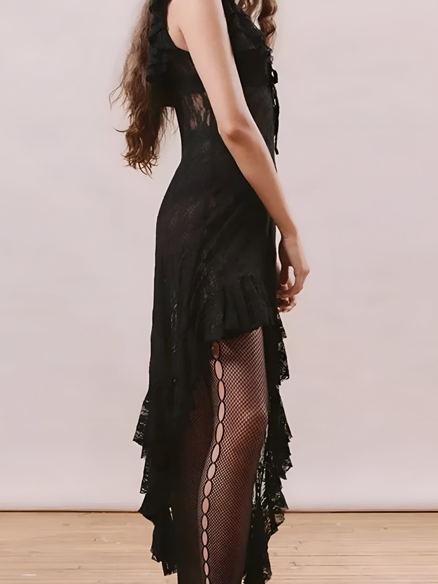 Robe Midi Asymétrique en Dentelle Femme Mode Féminine