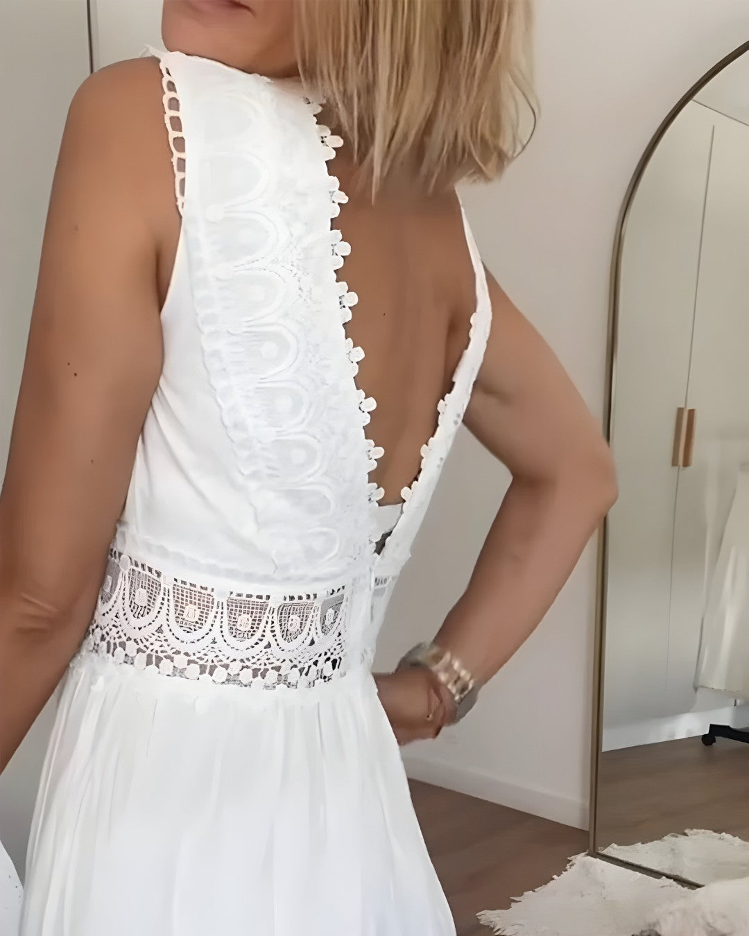 Ärmelloses Midikleid aus Spitze für Damen