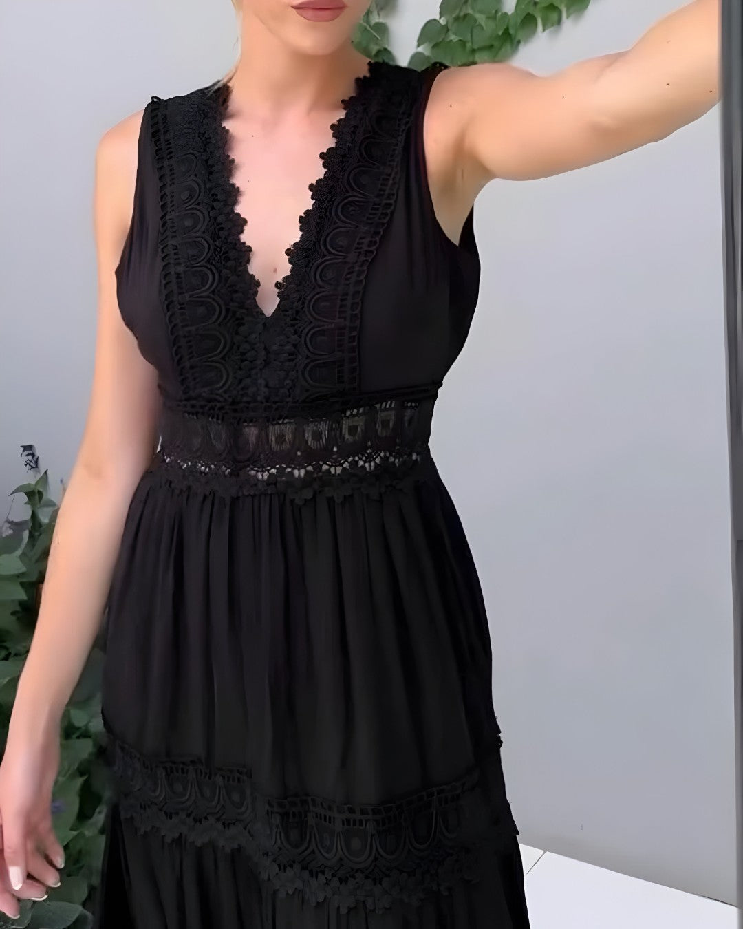 Ärmelloses Midikleid aus Spitze für Damen