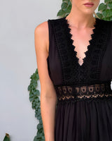 Rochie midi pentru femei fără mâneci din dantelă