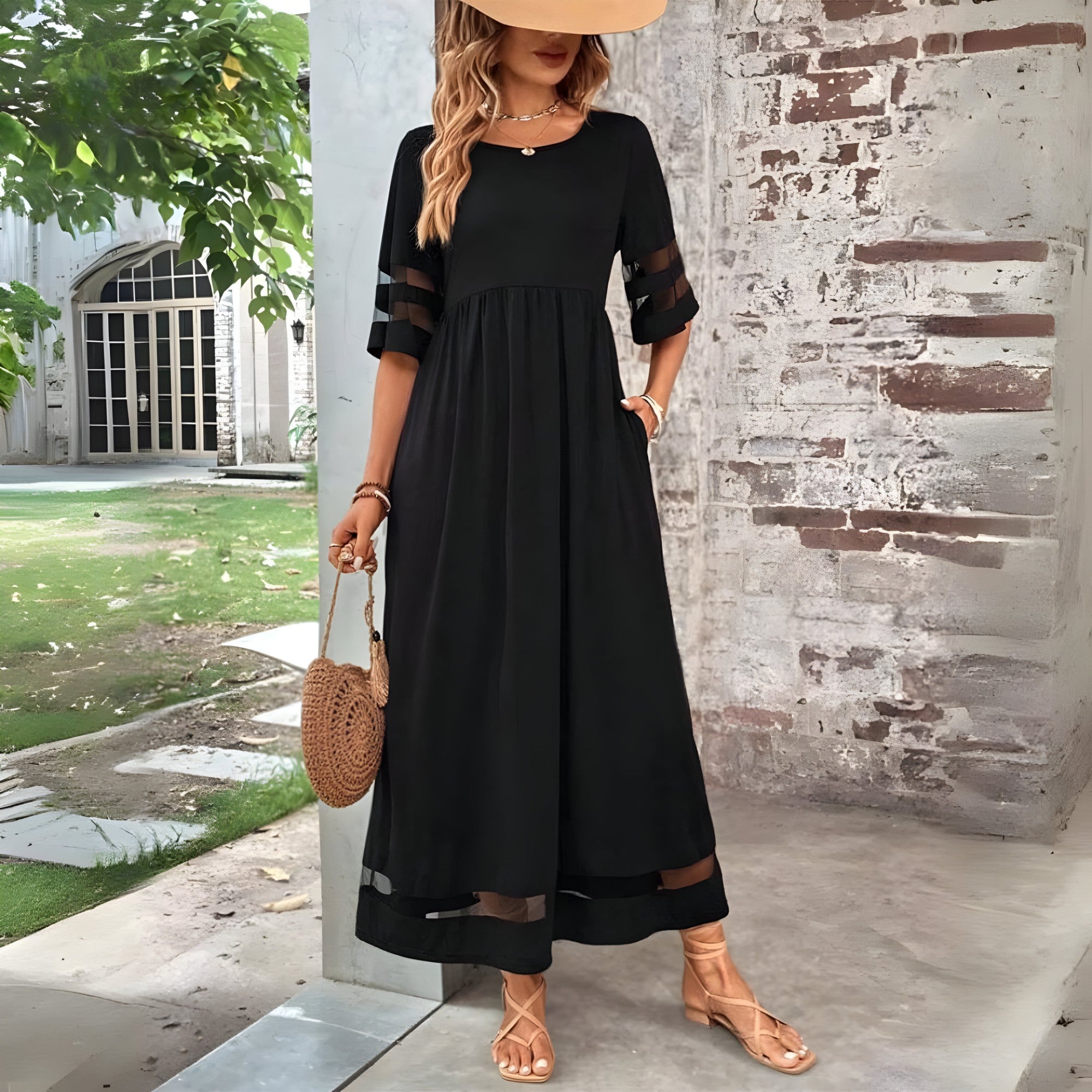Elegantes Midikleid aus gestricktem Stoff, figurbetonter Schnitt für Damen