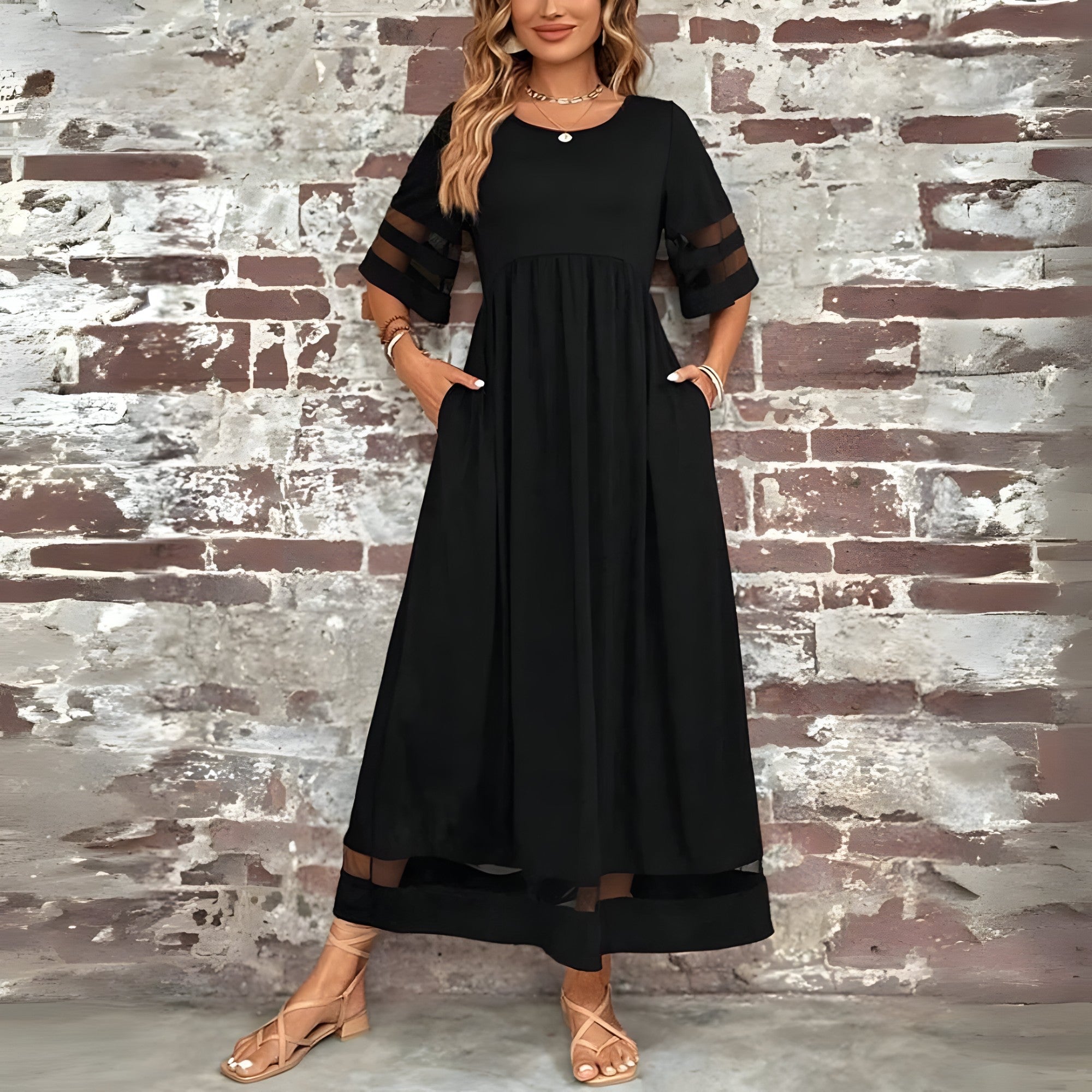 Elegantes Midikleid aus gestricktem Stoff, figurbetonter Schnitt für Damen