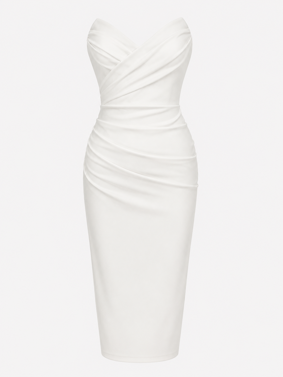 Midi-Kleid für Damen mit Trägern und herzförmigem Ausschnitt aus Polyester