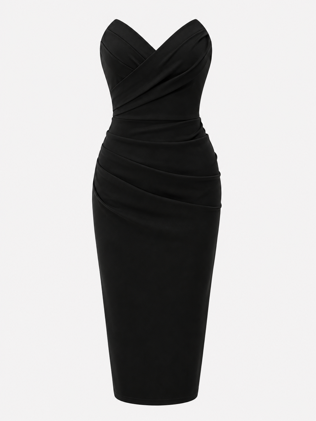 Midi-Kleid für Damen mit Trägern und herzförmigem Ausschnitt aus Polyester