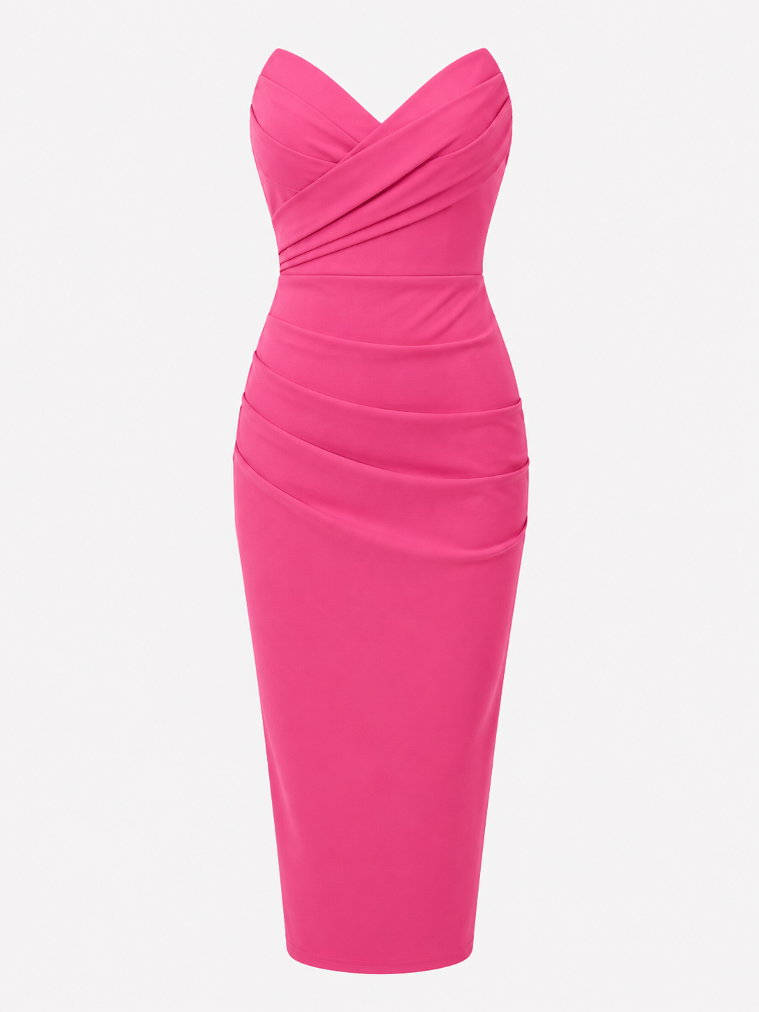 Midi-Kleid für Damen mit Trägern und herzförmigem Ausschnitt aus Polyester
