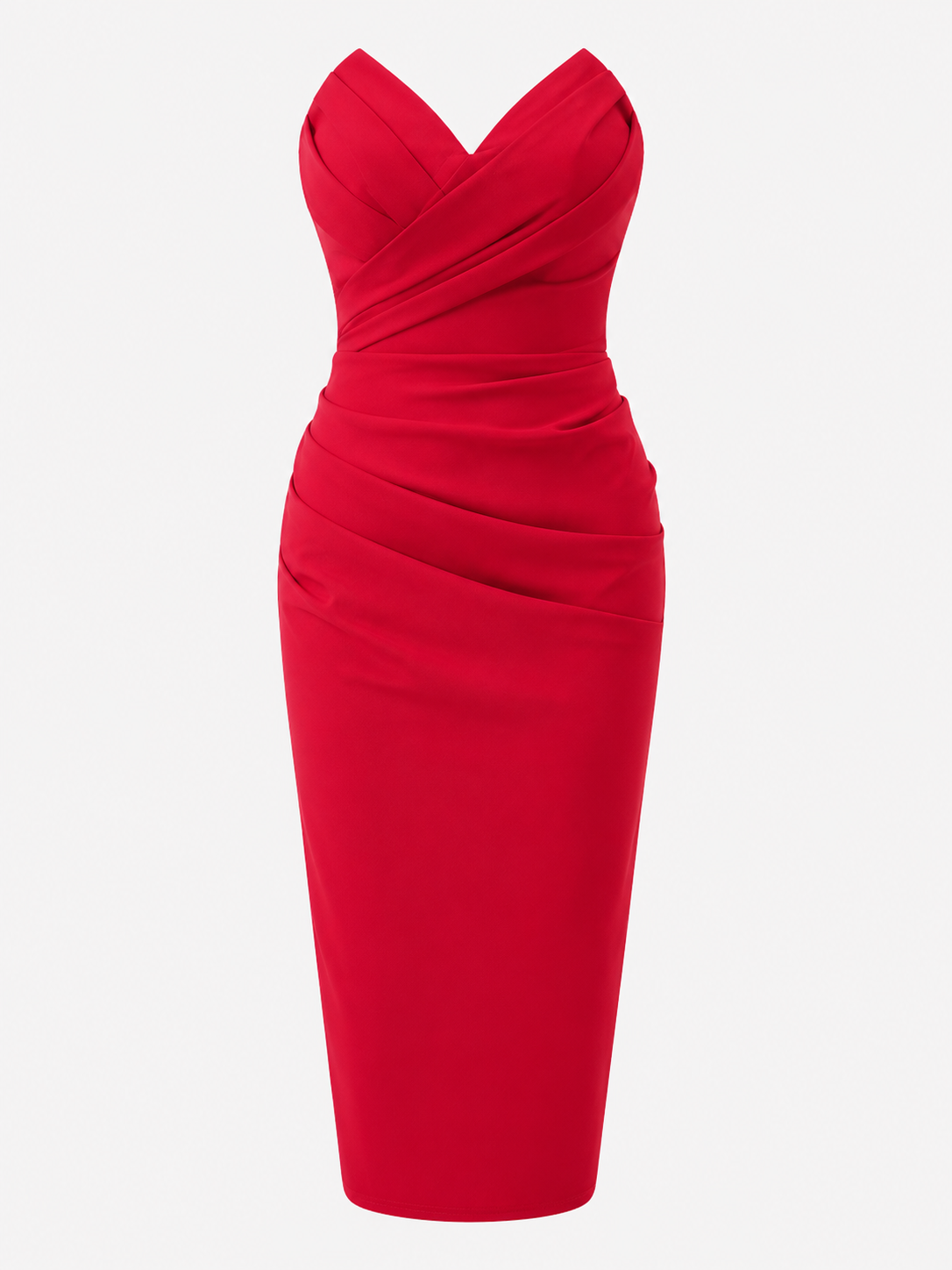 Midi-Kleid für Damen mit Trägern und herzförmigem Ausschnitt aus Polyester