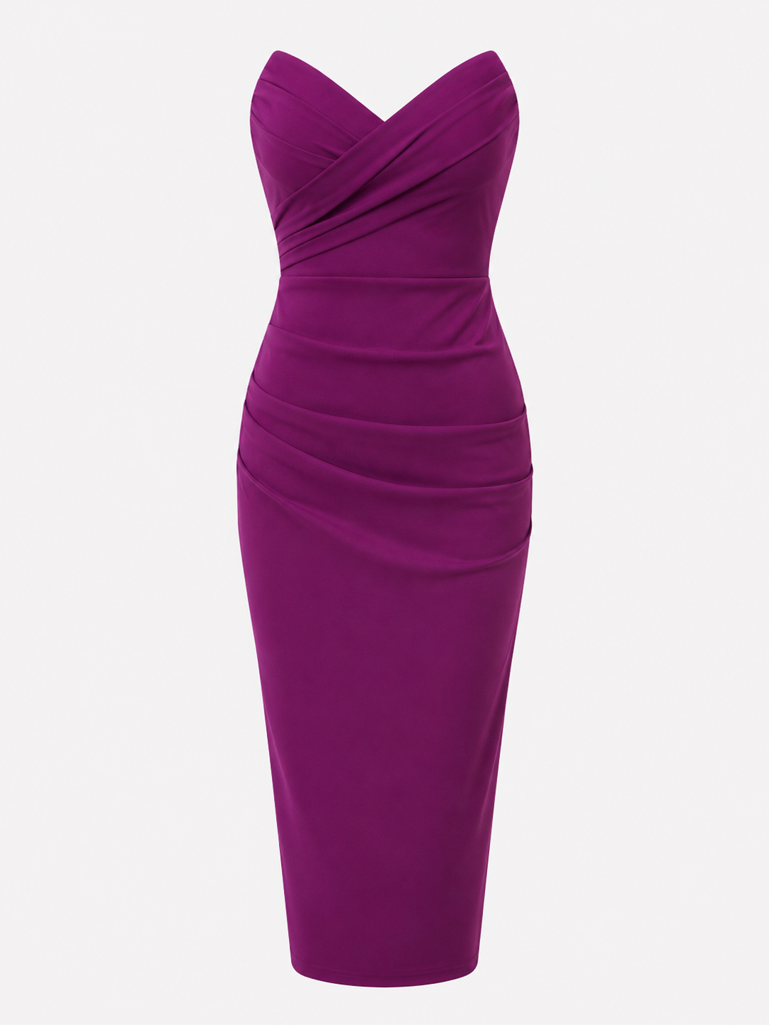 Midi-Kleid für Damen mit Trägern und herzförmigem Ausschnitt aus Polyester