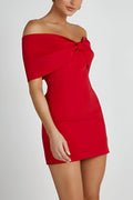 Robe Mini Rouge Sexy Femme - Épaules Dénudées, Cintrée Élégante