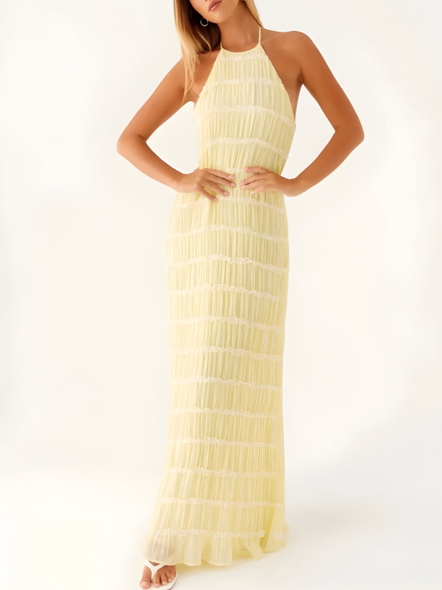 Langes Abendkleid mit Neckholder für Damen, Neckholder-Ausschnitt