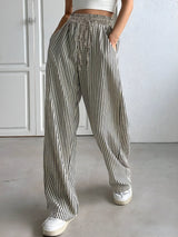 Pantaloni elastici cu dungi pentru confort optim la femei