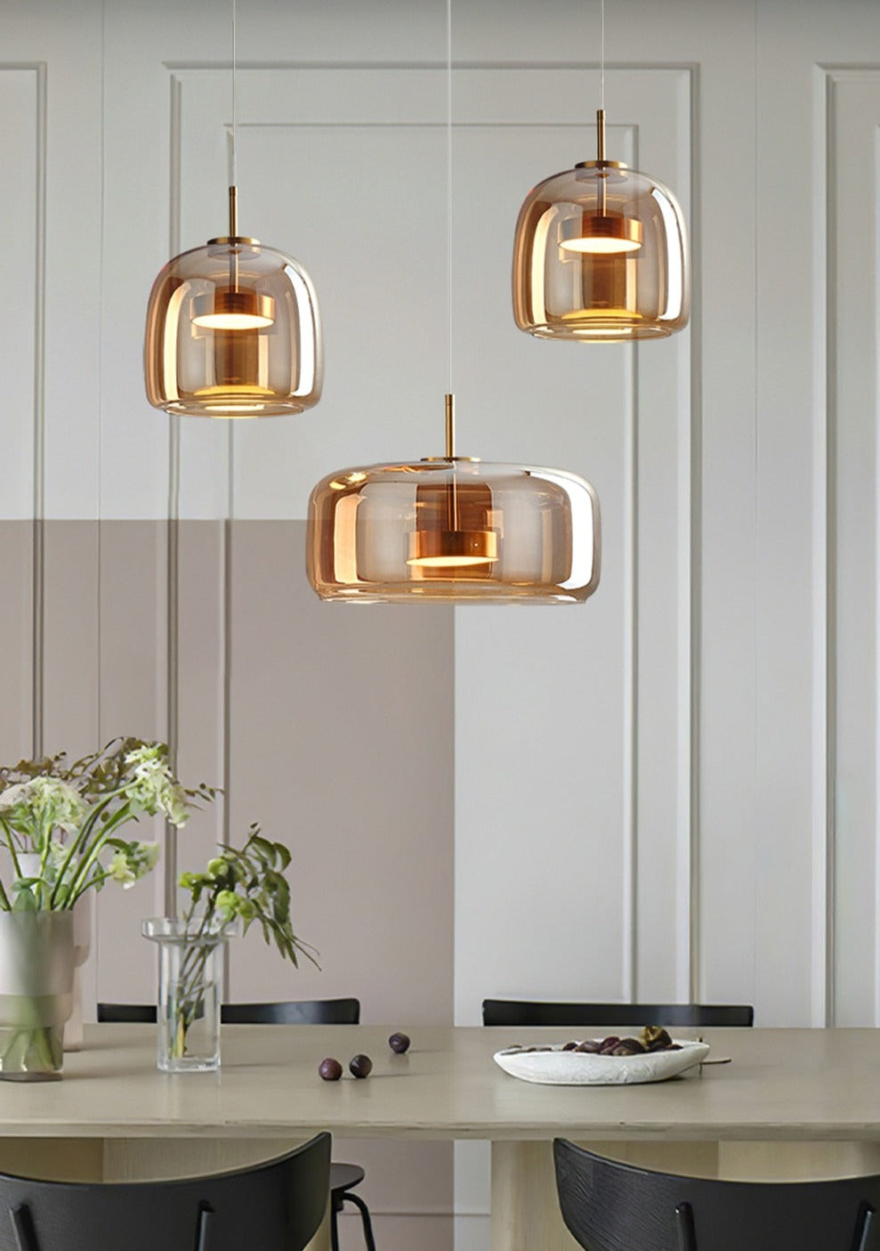 Suspension de Luxe Verre et Métal - Éclairage Élégant