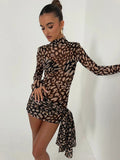 Robe Moulante avec Col Montant Maille Femme