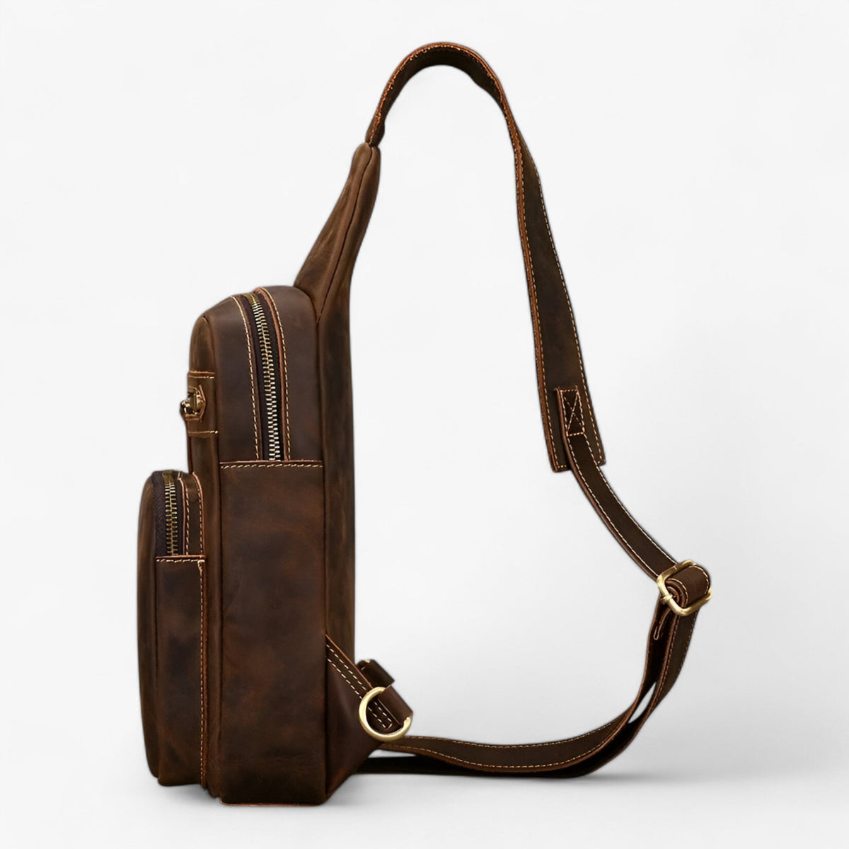 Sac Satchel Homme Porte-Tablette en Cuir Véritable